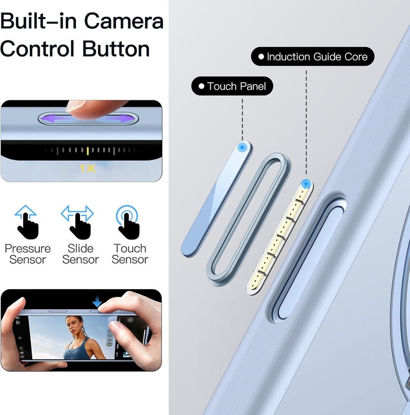 Jetech 360 Degree Rotatable Ring Case for iPhone 17 6.3-Inch with Camera Control Button, Compatible with MagSafe, Slim Shockproof Phone Cover with Stand & Ring Holder (Mist Blue) - Image 5