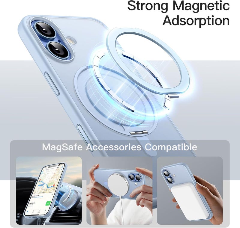 Jetech 360 Degree Rotatable Ring Case for iPhone 17 6.3-Inch with Camera Control Button, Compatible with MagSafe, Slim Shockproof Phone Cover with Stand & Ring Holder (Mist Blue) - Image 4