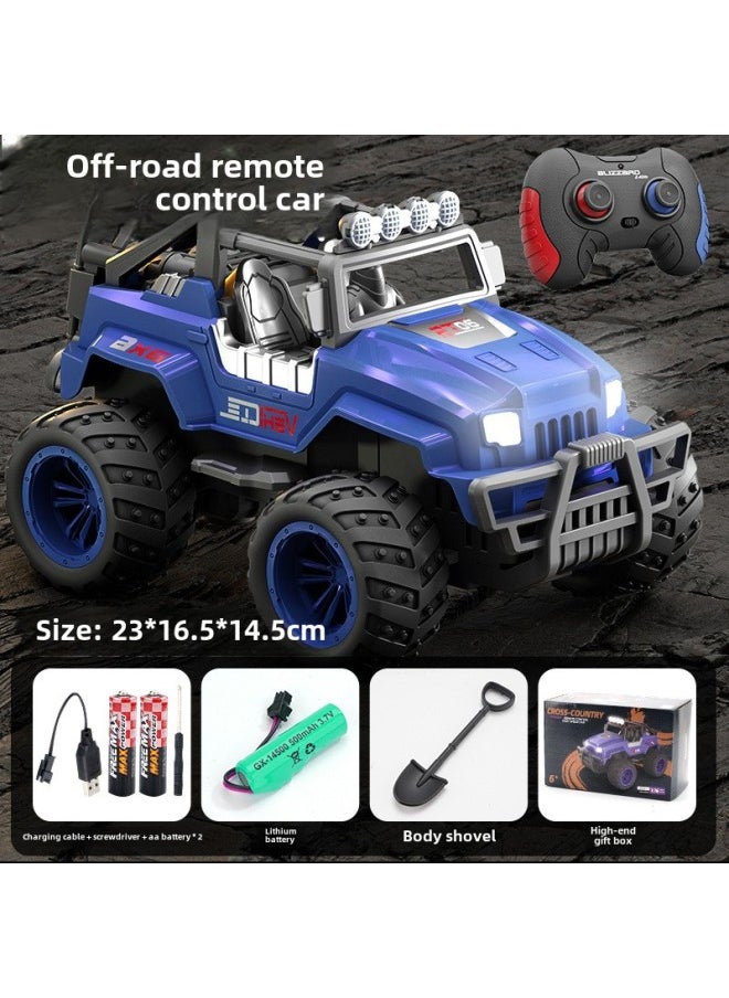 Oversized RC Remote Control Off-road Vehicle Car Fall-resistant Climbing Drift High-speed Racing Children's Toys Boys Girls Powder-Colour: Challenger Off-road Remote Control Car-moonlight Blue-Proportion:Play Sanden  - Image 1