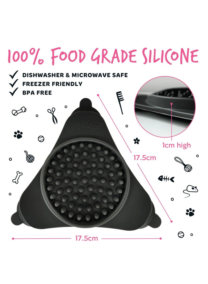 BUGALUGS Licky Mats For Dogs 100 percent Food Grade Lick Mats For Dogs and Cat Food Mat BPA Free Dog Mat Feeding and Licking Lick Mat Reduce Stress and Anxiety Black - Image 4