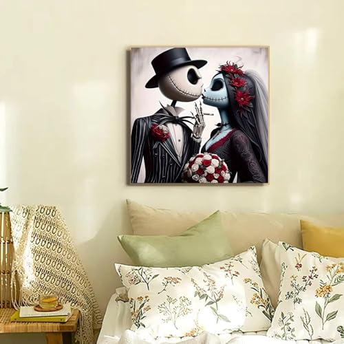 AIBOERL 5D Jack and Sally Halloween Diamond Painting Kits for Adults,Jack and Sally Diamond Art Kits for Adults Beginners,Diamond Painting Full Round Drill Crafts Kit for Home Wall Decor Gift 14x14in - Image 5