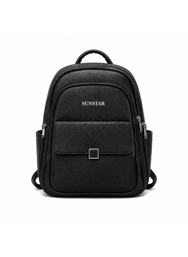 SUNSTAR Premium Leather Backpack Stylish Multi-Pocket Daily Bag