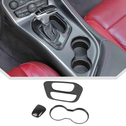 JeCar 3pcs Carbon Fiber Cup Holder Trim Kit for 20152024 Dodge Challenger Interior Accessories - Image 1