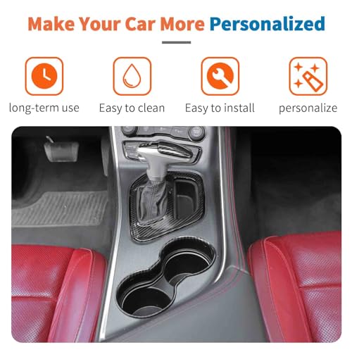 JeCar 3pcs Carbon Fiber Cup Holder Trim Kit for 20152024 Dodge Challenger Interior Accessories - Image 3