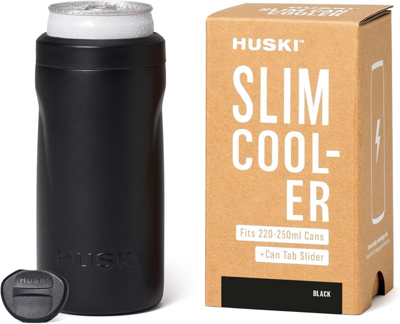 Huski Slim Can Cooler | NEW | Fits 250ml Premix/RTD, Energy & Soft Drink Cans | Triple Insulated | Detachable 2-in-1 Can Tab Slider | Keeps Cans up to 5X Colder | Great Gift (Black) - Image 1