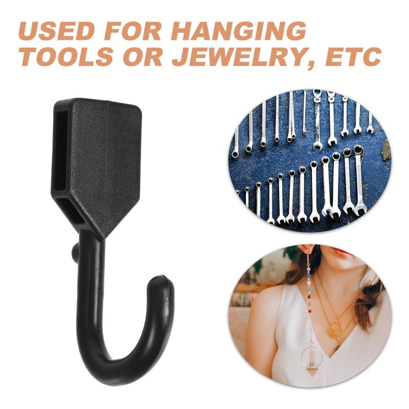 J Shaped Pegboard Hooks 5 Pack Heavy Duty ABS Plastic Tool Hanging Wall Storage - Image 4