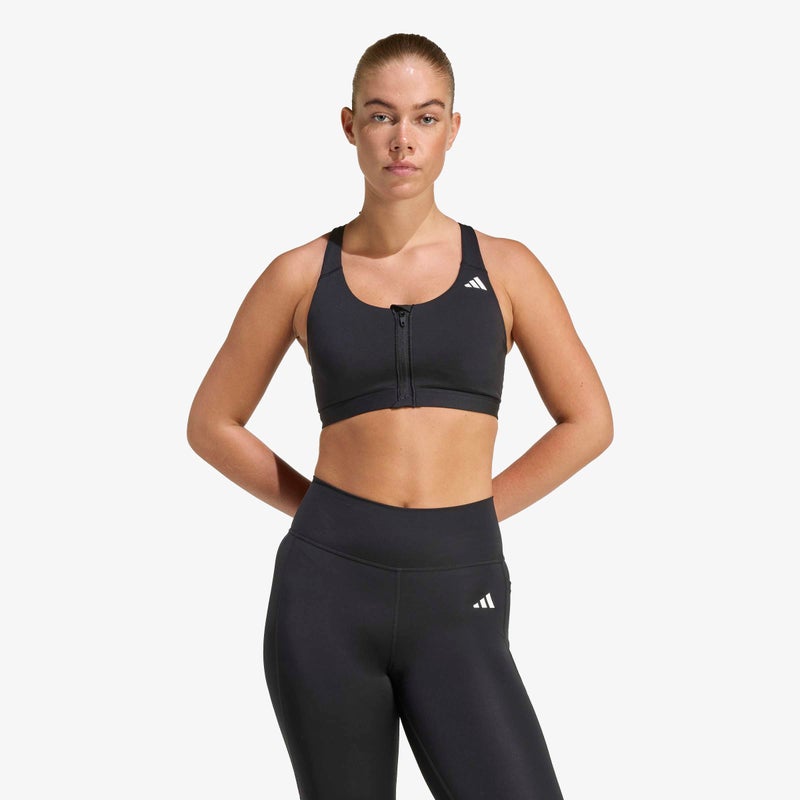 اديداس حمّالة صدر بدعم متوسط Optime Essentials Workout Zip-Front - Image 4