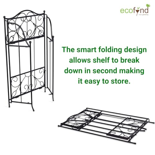 ecofynd Elite Plant Stands for Outdoor Balcony, Flower Pot Stand for Indoor Plants, Metal Planter Stand for Living Room, home decor, Indoor & Outdoor plants, 2 Tier, (Black) - Image 2