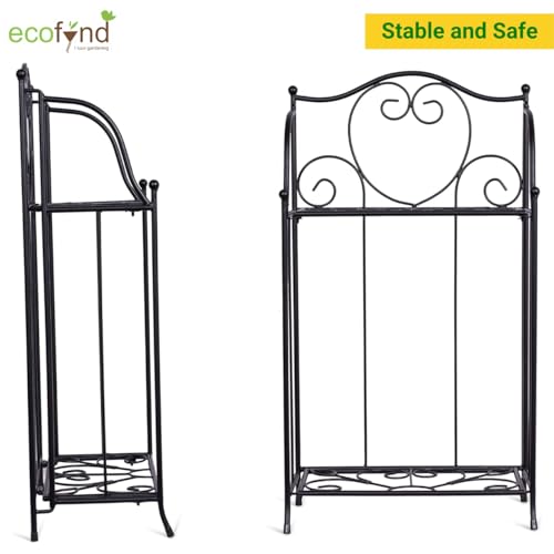 ecofynd Elite Plant Stands for Outdoor Balcony, Flower Pot Stand for Indoor Plants, Metal Planter Stand for Living Room, home decor, Indoor & Outdoor plants, 2 Tier, (Black) - Image 4