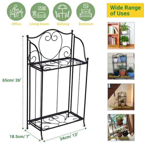 ecofynd Elite Plant Stands for Outdoor Balcony, Flower Pot Stand for Indoor Plants, Metal Planter Stand for Living Room, home decor, Indoor & Outdoor plants, 2 Tier, (Black) - Image 3