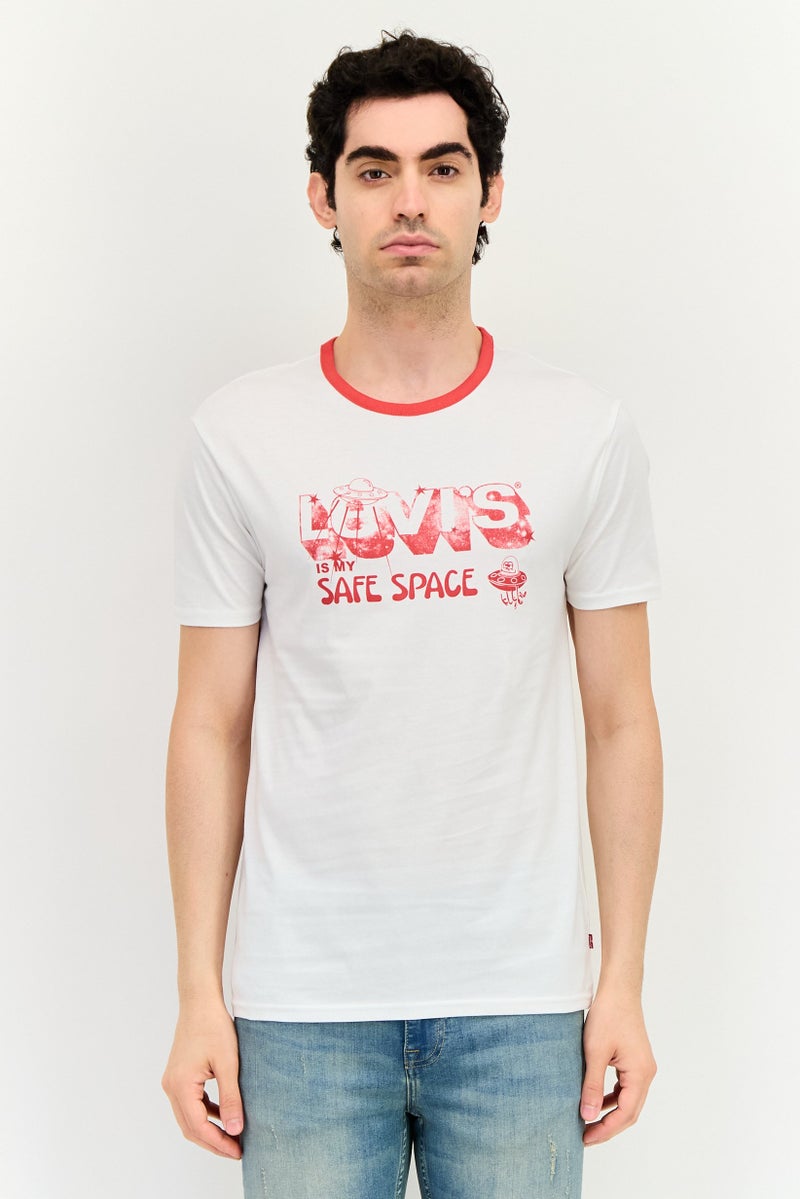 Levi's تي شيرت رجالي بأكمام قصيرة وياقة دائرية بطباعة جرافيك، أبيض - Image 1