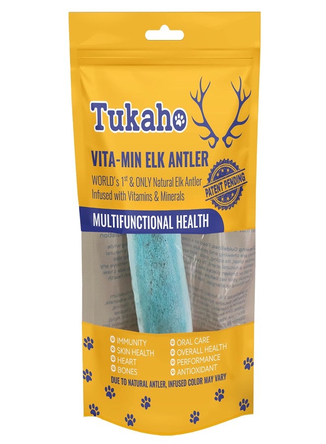 TUKAHO New Vita-Min Split Elk Antlers for Dogs Small to Medium مع الفيتامينات والمعادن لصحة عامة جيدة - مكافآت طبيعية للعناية بأسنان الكلاب (متوسطة) - Image 1