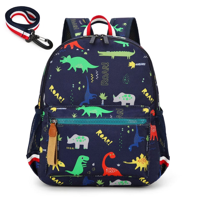 willikiva Cartoon Bus 12 Kindergarten Backpack for Kids Girls and Boys,Waterproof Preschool Toddler Backpack Wiht Leash and Safety Harness(Blue) - Image 1