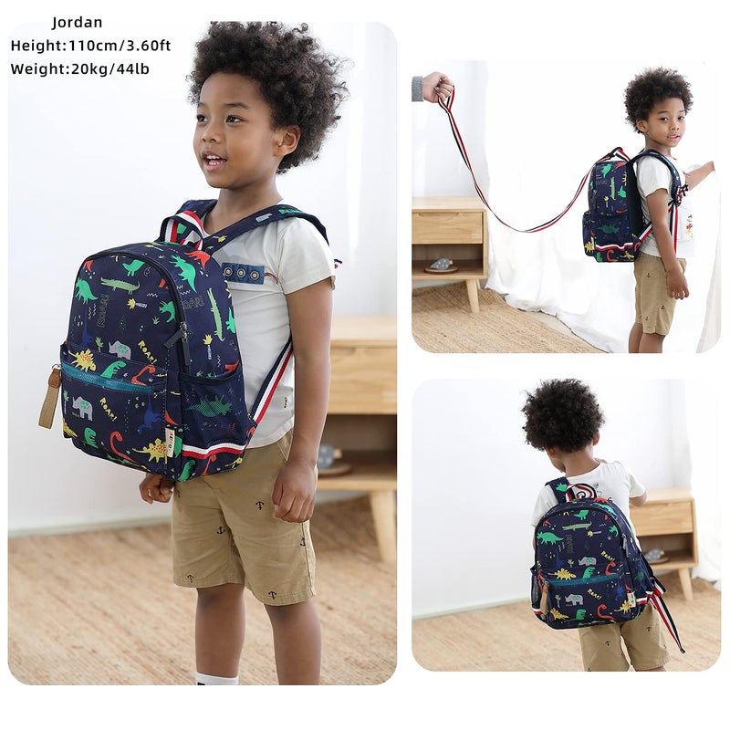 willikiva Cartoon Bus 12 Kindergarten Backpack for Kids Girls and Boys,Waterproof Preschool Toddler Backpack Wiht Leash and Safety Harness(Blue) - Image 2