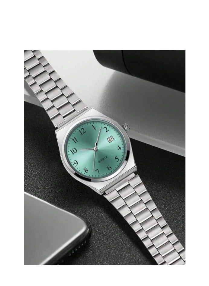 QUARTZ Men's watch with metal strap, with calendar, suitable for work and daily use - Image 4