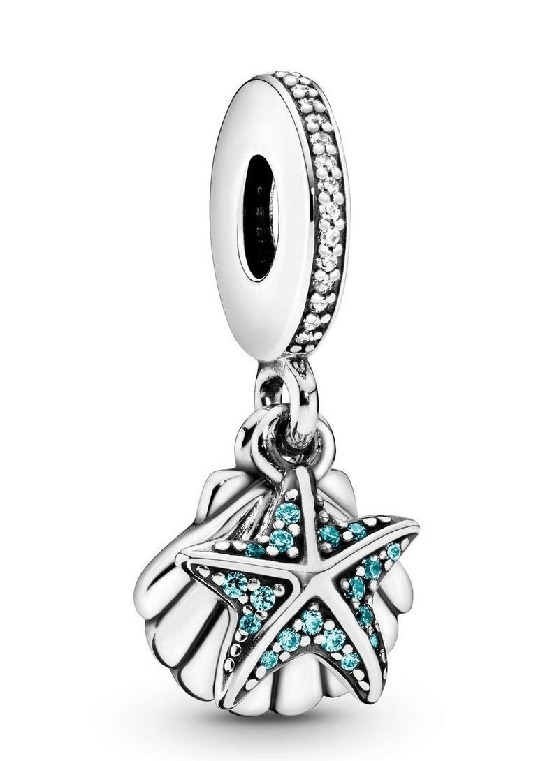 Pan Pan Starfish and Shell Pendant Cubic Zirconia Pendant 925 Sterling Silver - Image 1