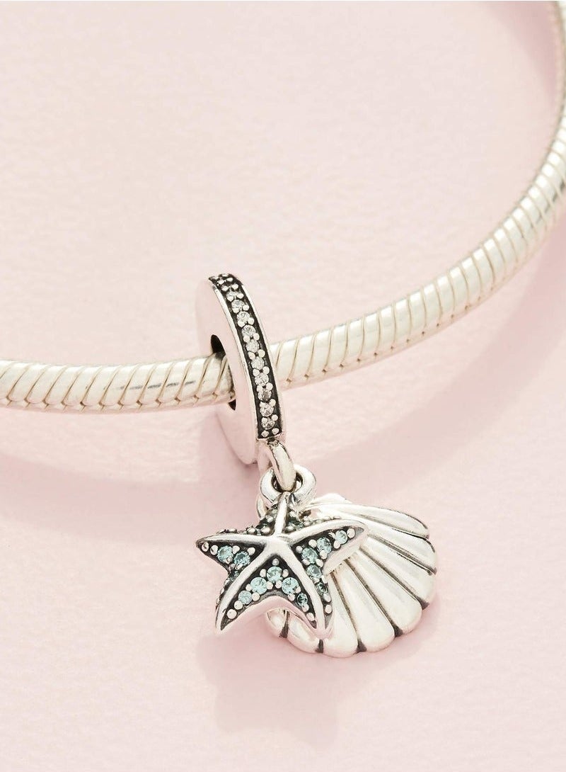 Pan Pan Starfish and Shell Pendant Cubic Zirconia Pendant 925 Sterling Silver - Image 3