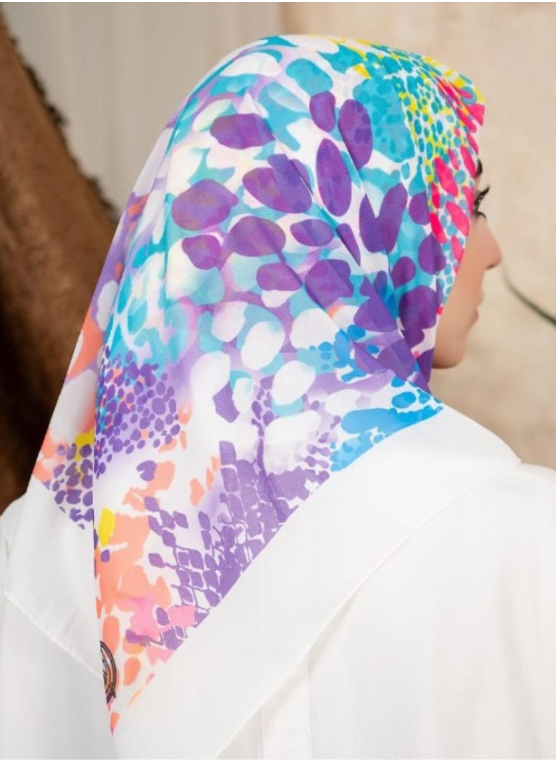 Generic - Digital Crepe Square Scarf 90x90cm, Lightweight and Elegant Silk Scarf, Modern Design Printed with Vibrant Colors, Perfect Scarf Hijab for Occasions and Daily Use, Multicolor - Image 1
