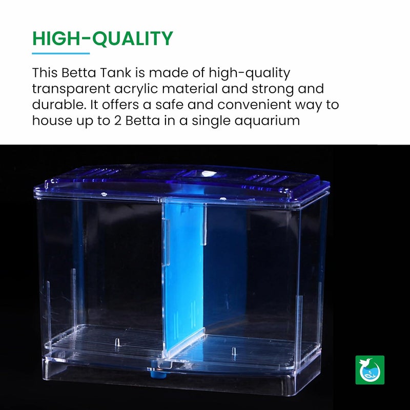 animaux Double House Betta Fish Tank Aquarium Isolation Box for Fighter Fish and Guppy (18 cm x 8 cm x 14 cm) (Betta House Double) Colour May Vary (Fish Not Included) Small Size - Image 3