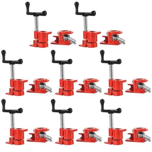 FLKQC 3/4" Wood Gluing Pipe Clamp Set | Pack of 8 Heavy Duty Pipe Clamps Quick Release Metal Pipe Clamp for Woodworking Workbench(8pcs 3/4") - Image 1