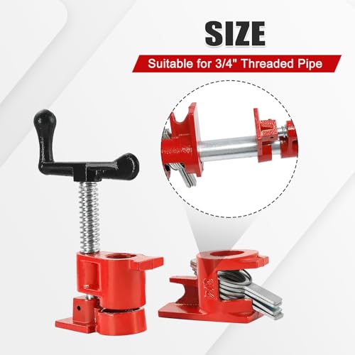 FLKQC 3/4" Wood Gluing Pipe Clamp Set | Pack of 8 Heavy Duty Pipe Clamps Quick Release Metal Pipe Clamp for Woodworking Workbench(8pcs 3/4") - Image 2