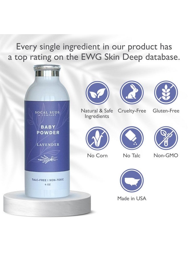 SoCal Suds & Company - Natural Baby Powder Talc-Free - Newborn Essentials with Arrowroot Powder, Kaolin, Aspen Bark Extract for Soft Soothing Protected Skin - Gentle Absorption - Lavender, 4oz - Image 2