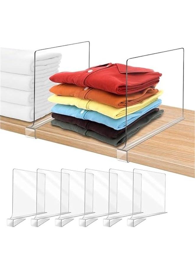 HOOKOR Durku 6Pcs Acrylic Shelf Dividers for Closet Organization,Closet Shelf Divider Closet Dividers for Shelves Shelf Organizer for Closet Shelf Organizer for Wood Closet Separator Clear  - Image 1