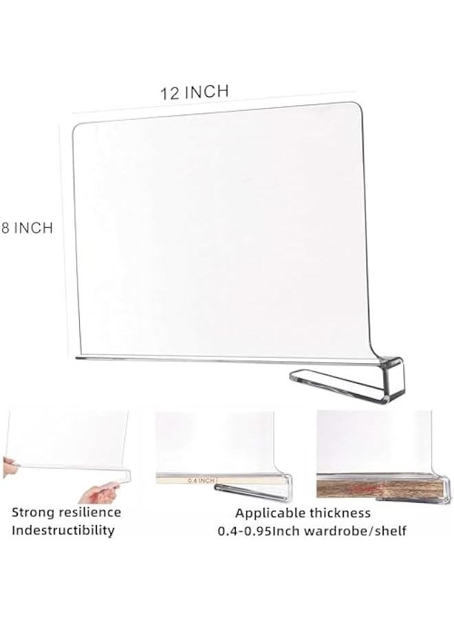 HOOKOR Durku 6Pcs Acrylic Shelf Dividers for Closet Organization,Closet Shelf Divider Closet Dividers for Shelves Shelf Organizer for Closet Shelf Organizer for Wood Closet Separator Clear  - Image 3