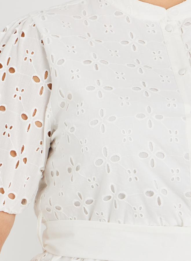 ستايلي فستان قميص ميدي مقاس كبير بتطريز - Image 4