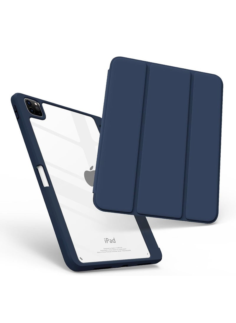 EVO - Hybrid Case Compatible with iPad Pro 11 Inch (2022/2021/2020/2018, 4th/3rd/2nd/1st Generation) - Ultra Slim Shockproof Clear Cover w/Pencil Holder, Auto Wake/Sleep, Blue - Image 1