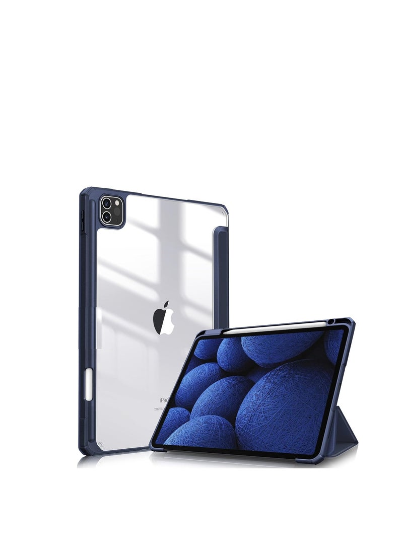 EVO - Hybrid Case Compatible with iPad Pro 11 Inch (2022/2021/2020/2018, 4th/3rd/2nd/1st Generation) - Ultra Slim Shockproof Clear Cover w/Pencil Holder, Auto Wake/Sleep, Blue - Image 1