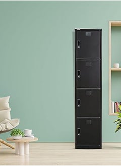 RIGID Steel Curved 4 Doors locker Black 180x38x46.5cm  - Image 1
