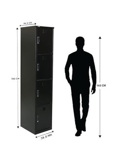 RIGID Steel Curved 4 Doors locker Black 180x38x46.5cm  - Image 2