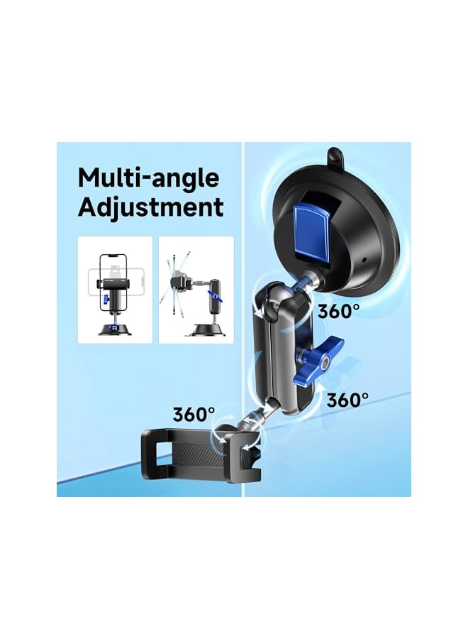 Green Tiger Car Photography Phone Holder Phone Mount, Suction Cup Car Phone Holder, Universal 360° Rotation Anti-Shake Metal Car Phone Holder for Video Recording & Navigation, Applicable for iPhone Samsung, Black - Image 3