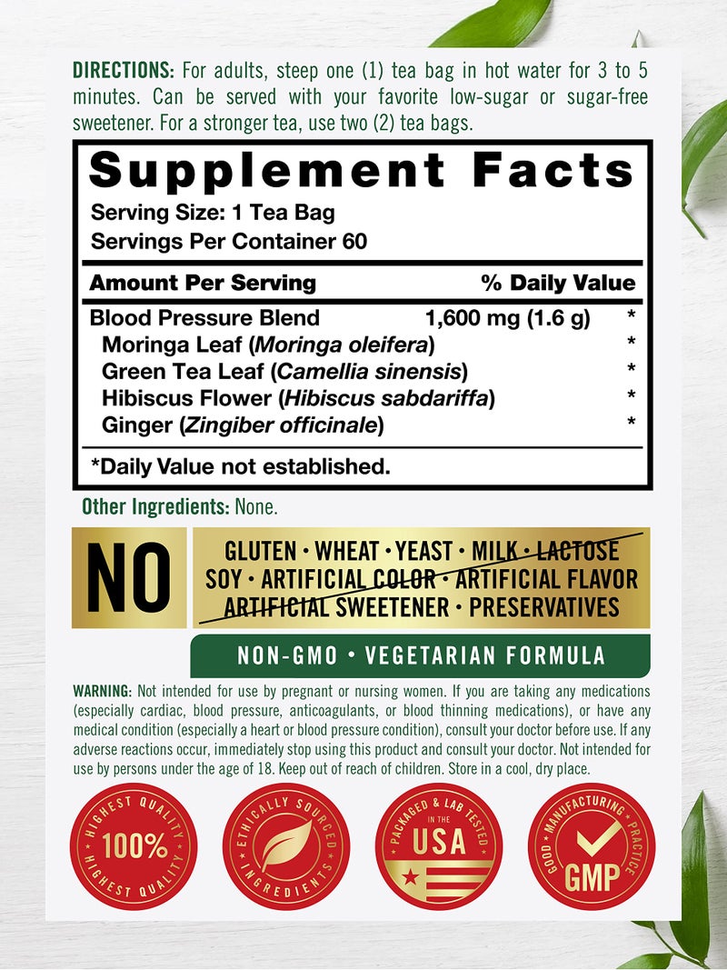 Carlyle Blood Pressure Tea Bags | 60 Count | with Hibiscus Flower | Vegetarian, Non-GMO & Gluten Free, Herbal Tea Supplement - Image 2