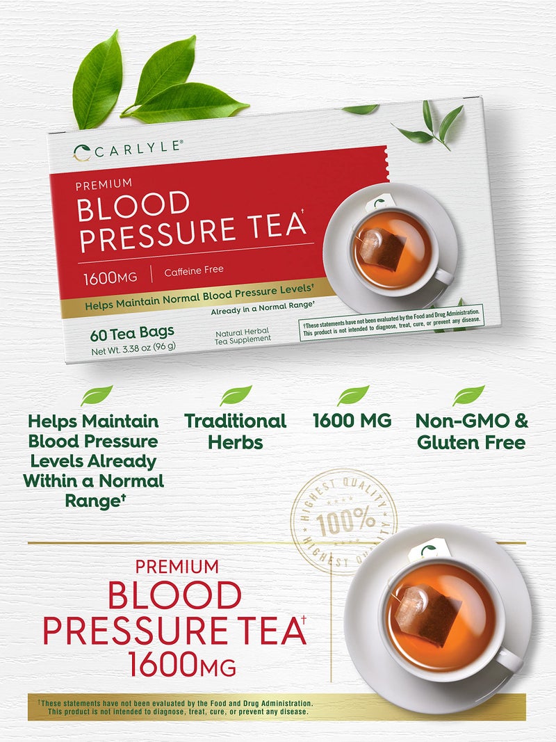 Carlyle Blood Pressure Tea Bags | 60 Count | with Hibiscus Flower | Vegetarian, Non-GMO & Gluten Free, Herbal Tea Supplement - Image 3