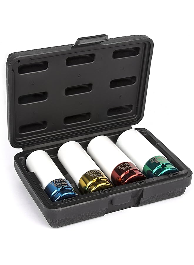 TITAN 21095 4 Piece 1/2 Inch Drive Non Marring Impact Deep Lug Nut Socket Set  - Image 1