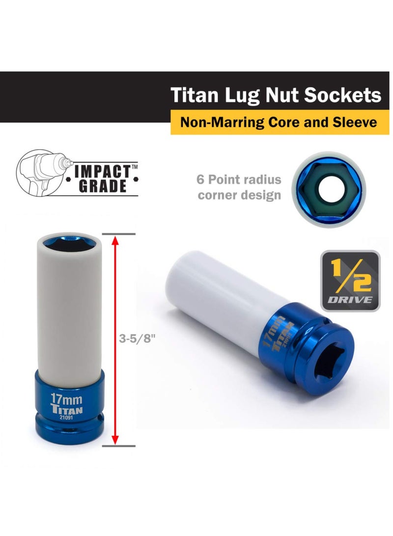 TITAN 21095 4 Piece 1/2 Inch Drive Non Marring Impact Deep Lug Nut Socket Set  - Image 3