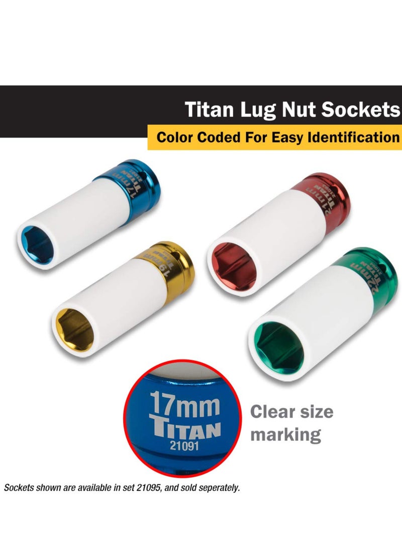 TITAN 21095 4 Piece 1/2 Inch Drive Non Marring Impact Deep Lug Nut Socket Set  - Image 4