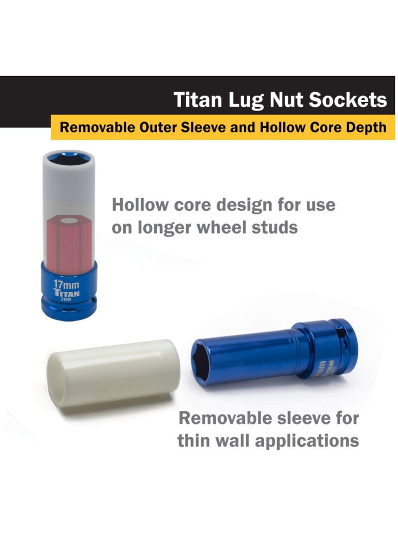 TITAN 21095 4 Piece 1/2 Inch Drive Non Marring Impact Deep Lug Nut Socket Set  - Image 5