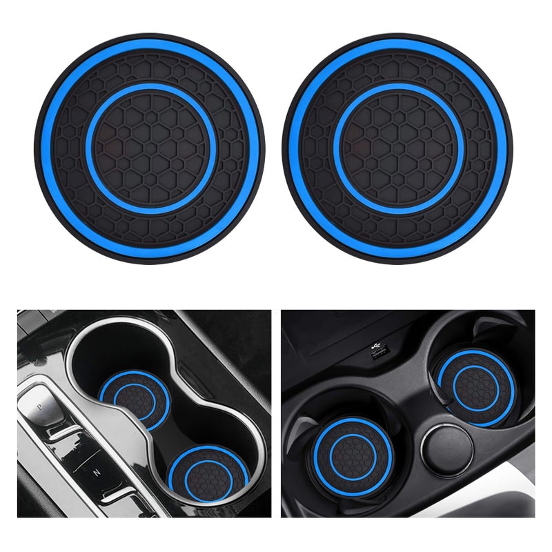 SUJADE 2 PCS Car Cup Holder CoasterCar Coasters Cup Mats275 Inch Universal Car Cup CoastersNonSlip Anti Dust Mats Cup Holder Insert Coaster Suitable for Most Car Interior Blue - Image 3