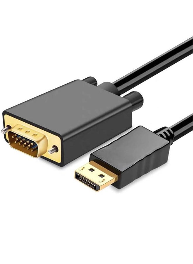 كابل محول DisplayPort إلى VGA، سهل الاستخدام، للشاشات وأجهزة العرض وأجهزة الكمبيوتر. كابل محول عالي السرعة من DP إلى VGA مع نقل إشارة مستقر وعرض عالي الوضوح. - Image 1
