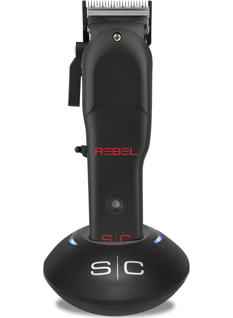 Stylecraft Rebel Professional Super-Torque Cordless Hair Clipper (Modular Lids: Pink, Blue, Black Included), Black Diamond Carbon Fusion Faper Blades - Image 1