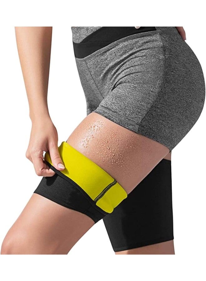 klarako Thigh Trimmer Thigh Compression Sleeve Sweating Leg Support Socks Support Hamstring Thigh Sleeve Sweat Band Slimmer Weight Loss Leg Belt (Yellow)(L) - Image 1