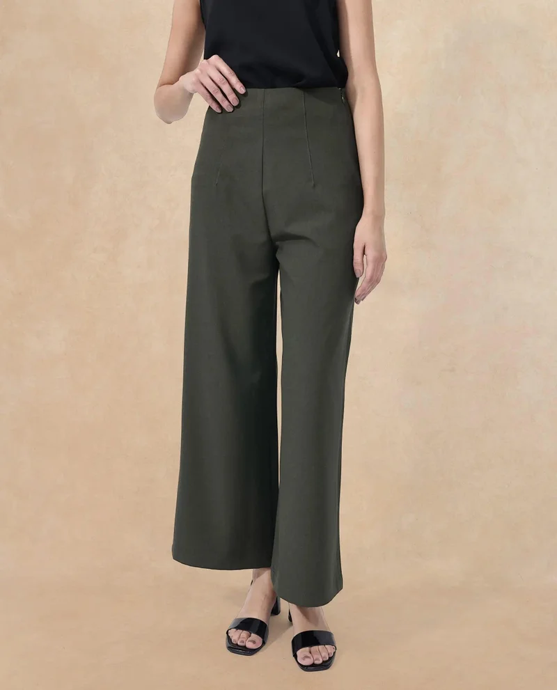 Rareism Women's Vintage High Waisted Flared Pants