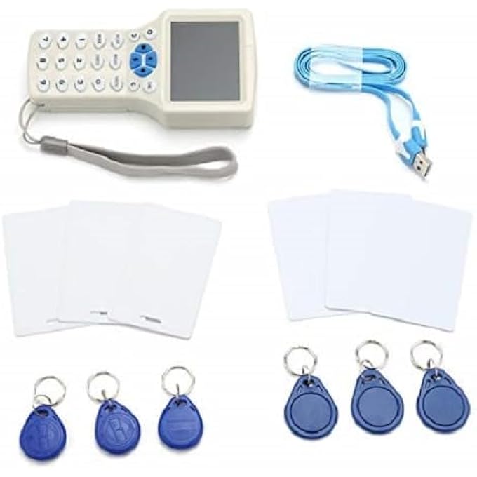 rayihni ناسخ قارئ كود RFID HID بتردد 10، بطاقات قابلة لإعادة الكتابة مع 12 بطاقة (125KHZ) - Image 1
