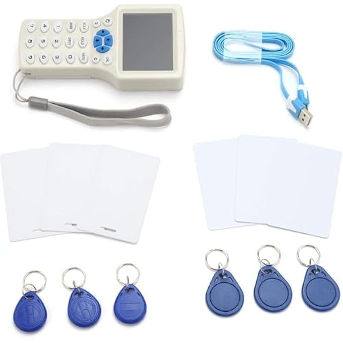 rayihni ناسخ قارئ كود RFID HID بتردد 10، بطاقات قابلة لإعادة الكتابة مع 12 بطاقة (125KHZ) - Image 3