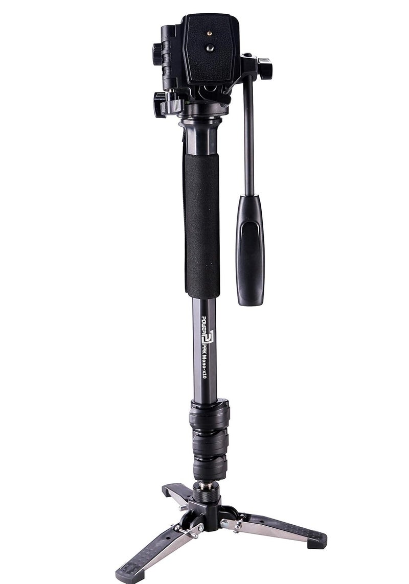 Powerpak Mono-X10 4.8ft Monopod Three Leg self Standing 360 Degree Rotatable with Head for Nikon Canon DSLR Panasonic Video Camera Upto 2.5kg, Black - Image 1