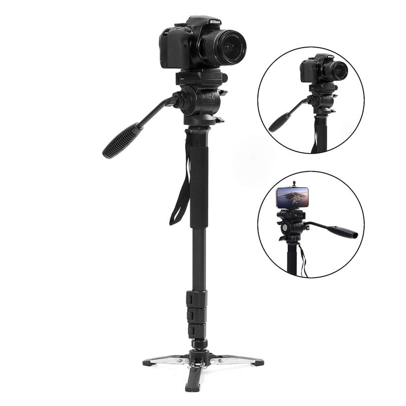 Powerpak Mono-X10 4.8ft Monopod Three Leg self Standing 360 Degree Rotatable with Head for Nikon Canon DSLR Panasonic Video Camera Upto 2.5kg, Black - Image 3