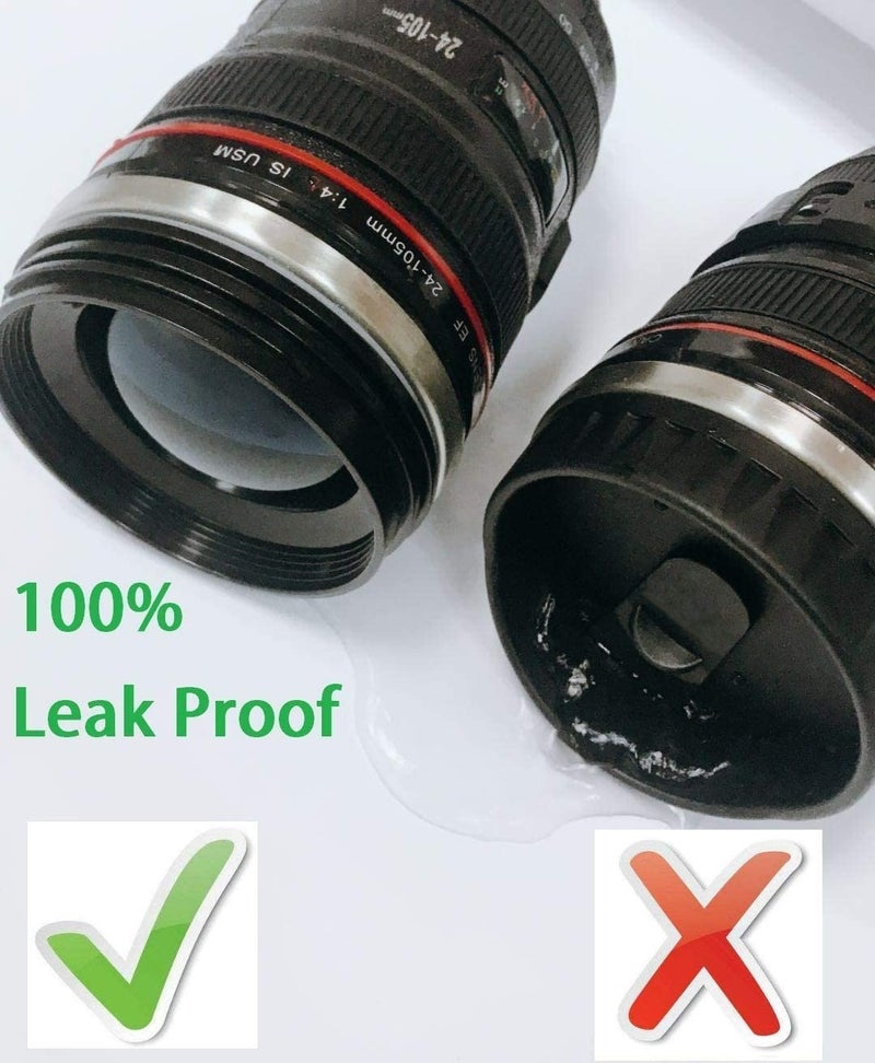 URM Steel Camera Lens Shaped Coffee Mug with Lid 350ml Black Camera Lens Coffee Mug Steel Insulated Travel Mug Thermos 400 ML Black - Image 5